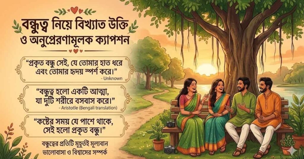 বন্ধুত্ব নিয়ে বিখ্যাত উক্তি ও অনুপ্রেরণামূলক ক্যাপশন