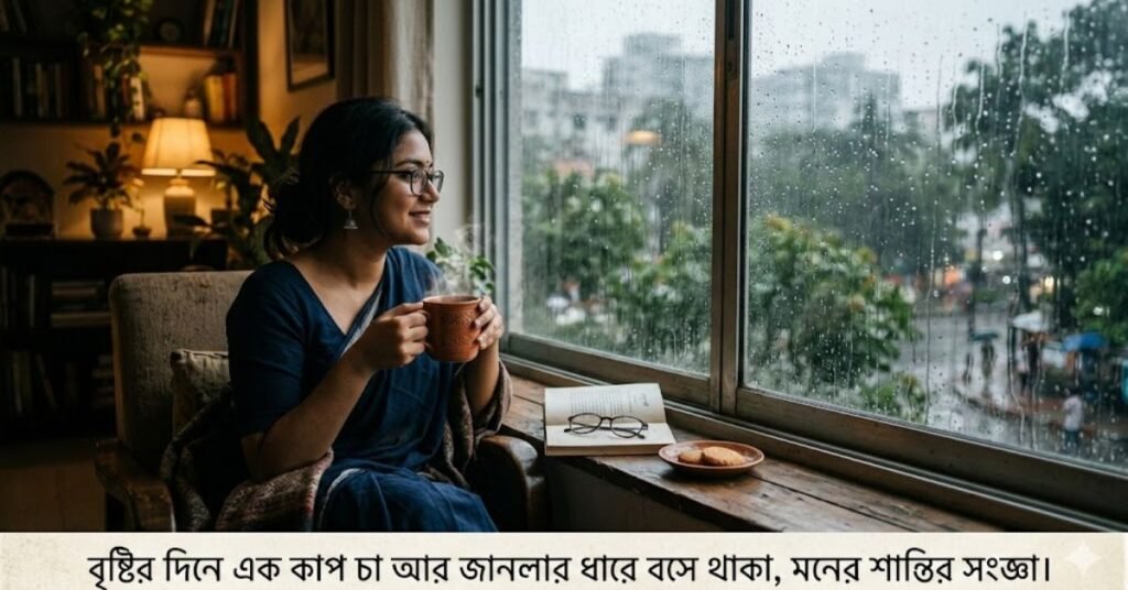 বৃষ্টির দিনে চা নিয়ে ক্যাপশন