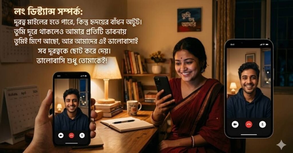 লং ডিস্ট্যান্স সম্পর্কের জন্য বাংলা রোমান্টিক ক্যাপশন